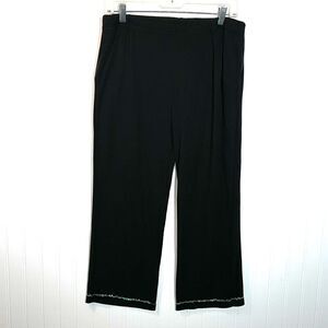 Fashque Sequined Cropped Pants Women’s Large Black Stretch Straight Legs Classic